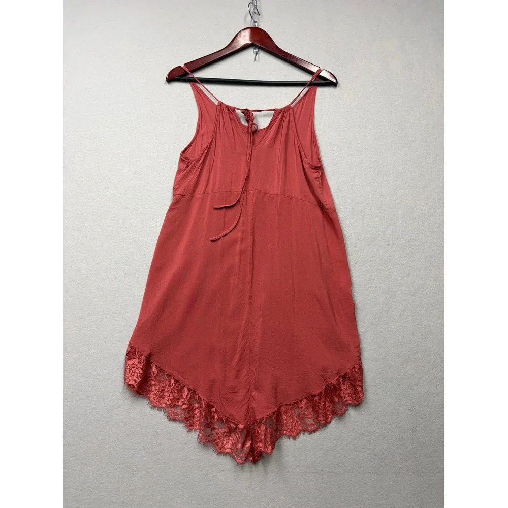 Free People Intimately Slip Dress Womens M Rose Lace Handkerchief Hem Boho